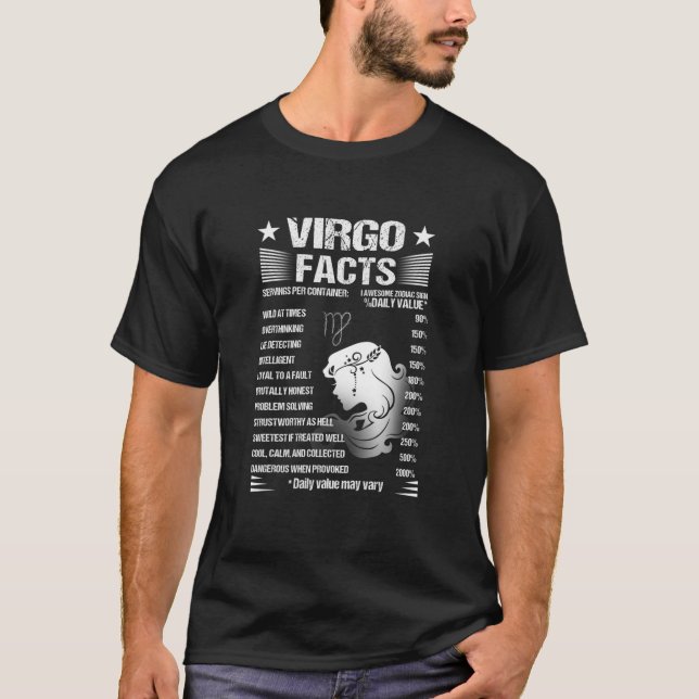 Virgo Facts Serving Per Container Daily Value Virg T-Shirt (Front)