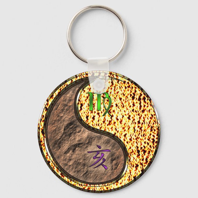 Virgo & Fire Boar Keychain (Front)
