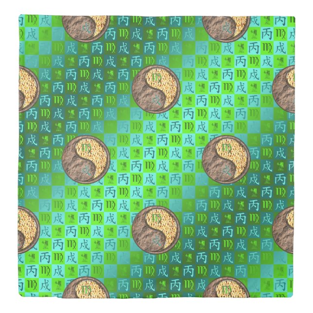 Virgo & Fire Dog Duvet Cover (Front)
