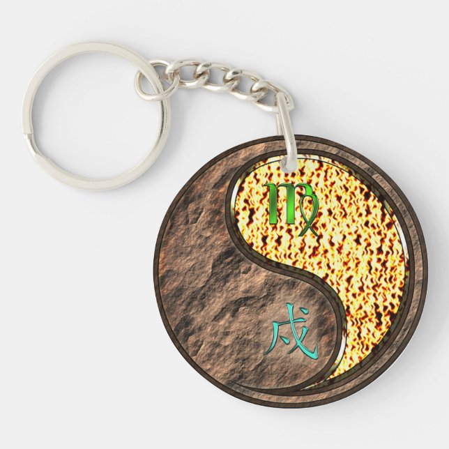 Virgo & Fire Dog Keychain (Front)