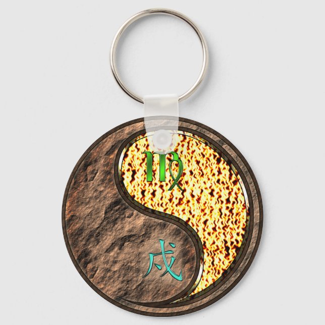Virgo & Fire Dog Keychain (Front)