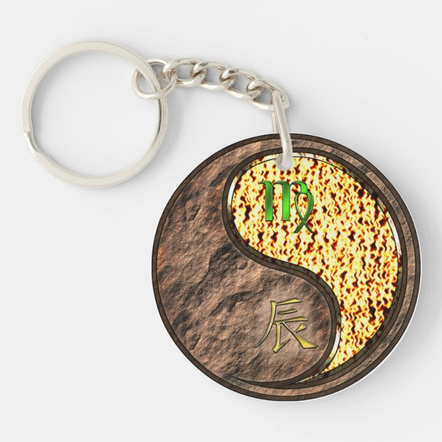 Virgo & Fire Dragon Keychain (Front)