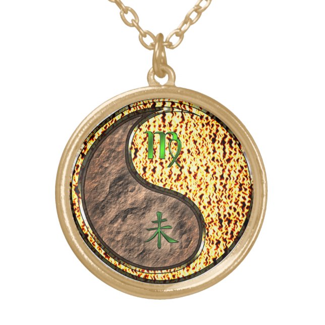 Virgo & Fire Goat Gold Plated Necklace (Front)