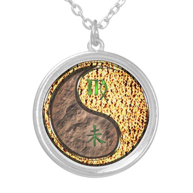 Virgo & Fire Goat Silver Plated Necklace (Front)