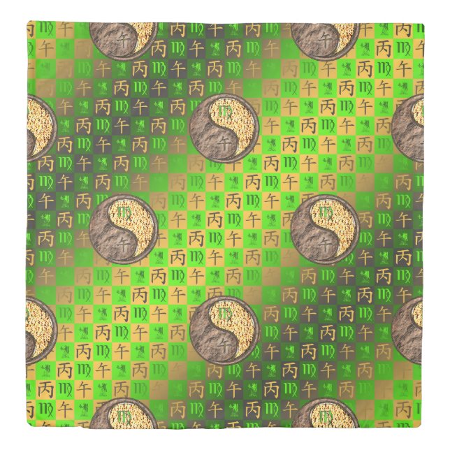 Virgo & Fire Horse Duvet Cover (Front)