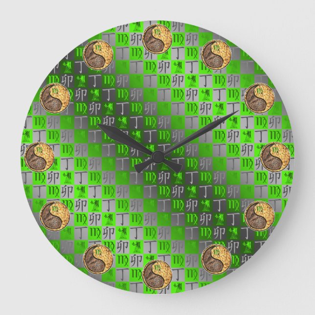 Virgo & Fire Rabbit Large Clock (Front)