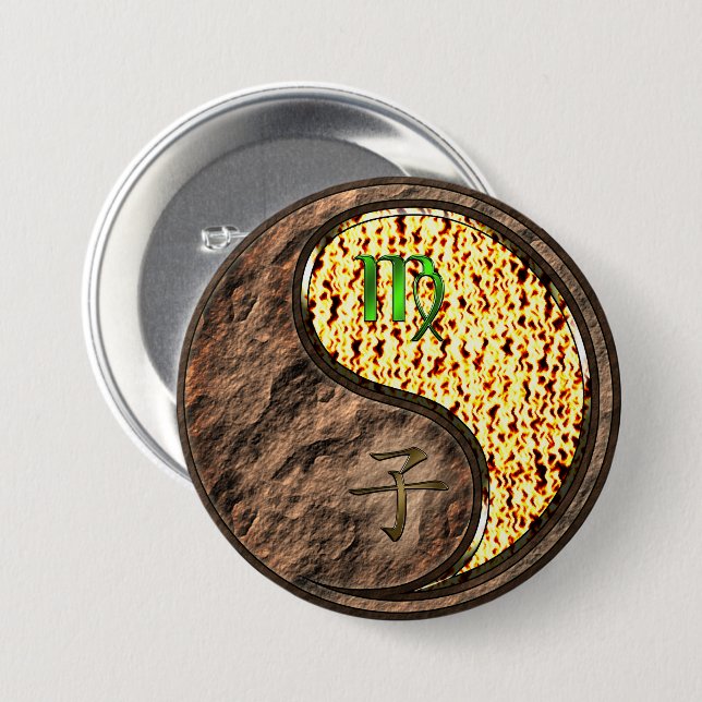 Virgo & Fire Rat Button (Front & Back)