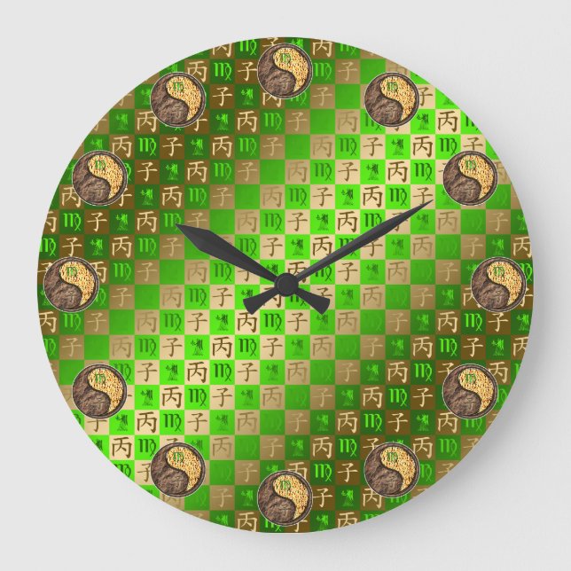 Virgo & Fire Rat Large Clock (Front)