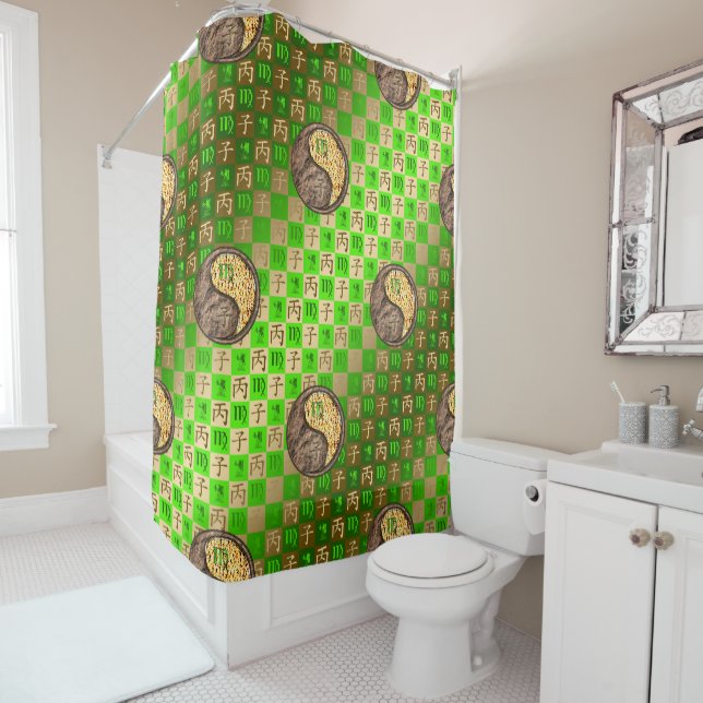 Virgo & Fire Rat Shower Curtain (In Situ)