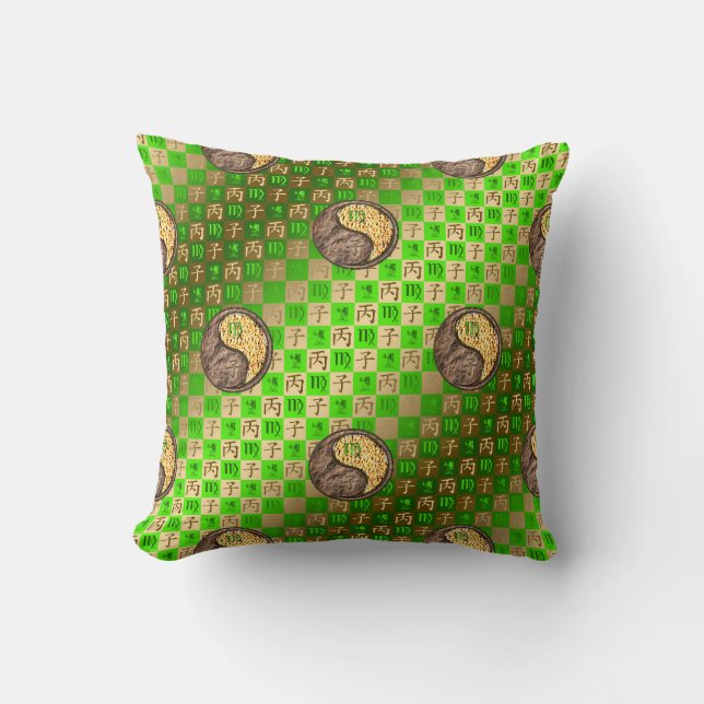 Virgo & Fire Rat Throw Pillow (Front)