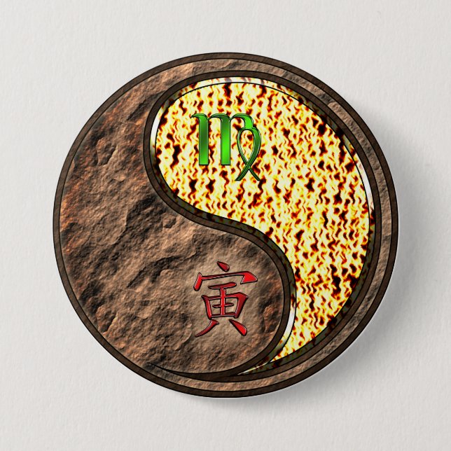 Virgo & Fire Tiger Button (Front)