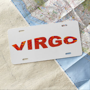 Virgo - Firey Orange Yellow Blue License Plate
