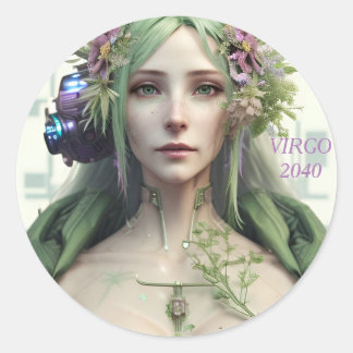 Virgo Futuristic Zodiac Collection Classic Round Sticker