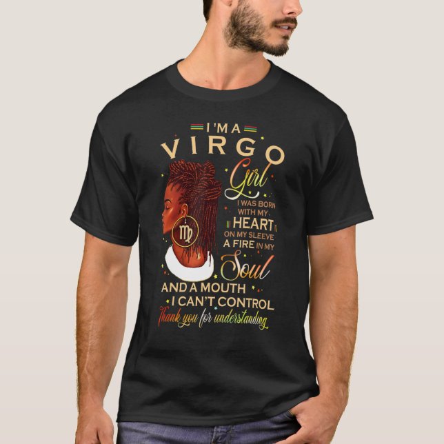 Virgo Girl Afro Locs Girl Zodiac Signs Birthday T-Shirt (Front)