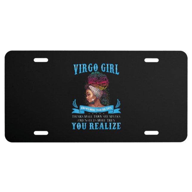 Virgo Girl September Womens Birthday Gift License Plate (Front)