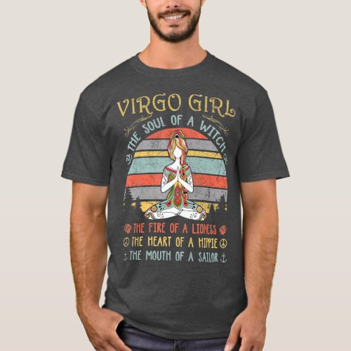 Virgo Girl The Soul Of A Witch Vintage Birthday T_Shirt