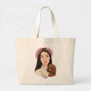 Virgo Girl with Poodle – Zodiac Horoscope Large Tote Bag