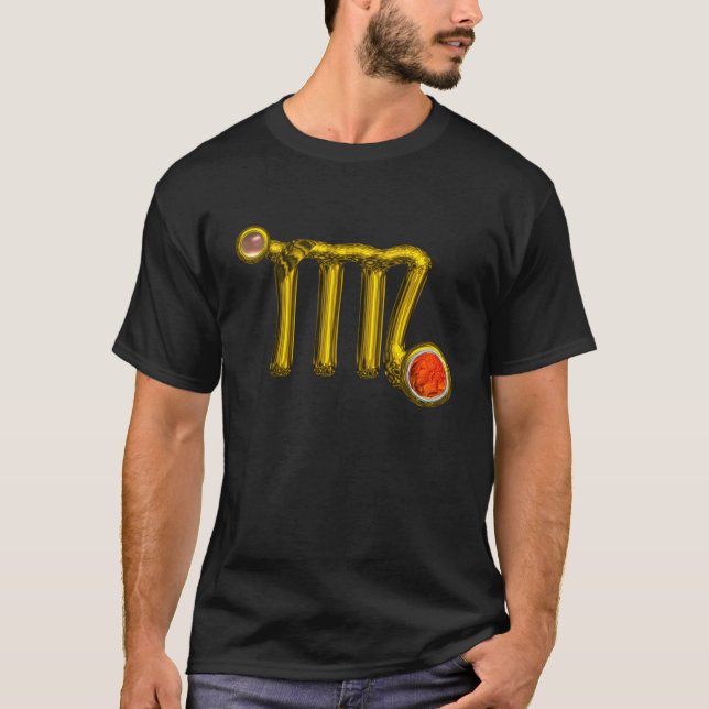 VIRGO / GOLD ,GREY ORANGE AGATE ZODIAC SIGN JEWEL T-Shirt (Front)
