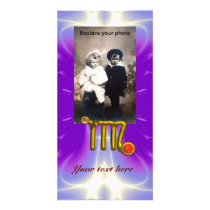 VIRGO / GOLD ORANGE AGATE ZODIAC SIGN JEWEL CARD