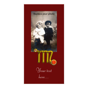 VIRGO / GOLD ORANGE AGATE ZODIAC SIGN JEWEL CARD