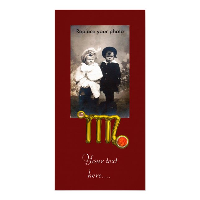 VIRGO / GOLD ORANGE AGATE ZODIAC SIGN JEWEL CARD (Front)