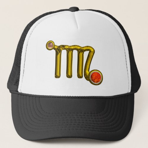 VIRGO  GOLD ORANGE AGATE ZODIAC SIGN JEWEL TRUCKER HAT