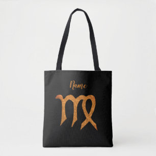 Virgo Gold Zodiac Astrology Sign Personalized Tote Bag