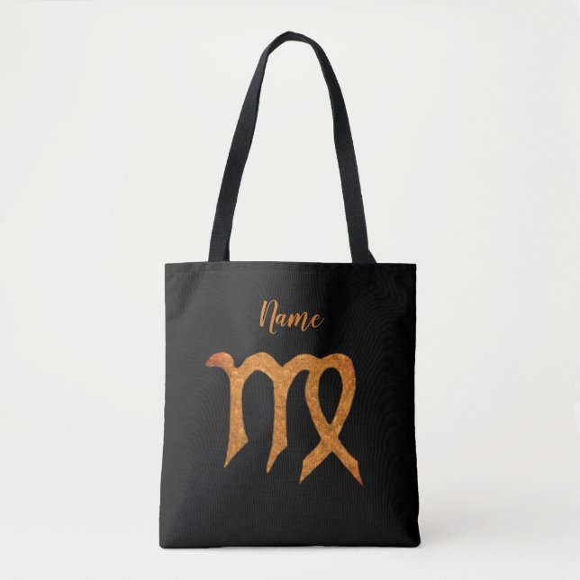 Virgo Gold Zodiac Astrology Sign Personalized Tote Bag (Front)