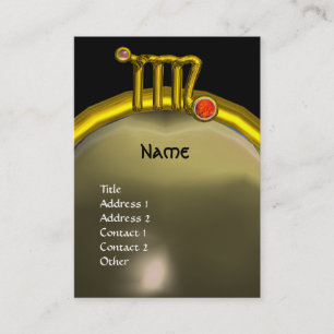 VIRGO / GOLD ZODIAC SIGN JEWEL AGATE MONOGRAM BUSINESS CARD
