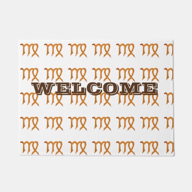 Virgo Golden Astrology Sign Doormat (Front)