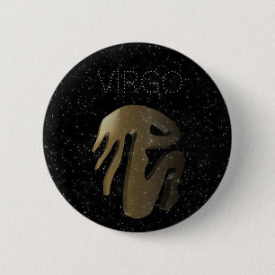 Virgo golden sign pinback button