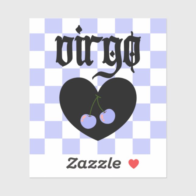 Virgo Gothic Aesthetic Checkered Cherry Art Sticker (Sheet)