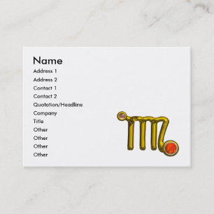 VIRGO / GREY ORANGE AGATE,GOLD ZODIAC SIGN JEWEL BUSINESS CARD