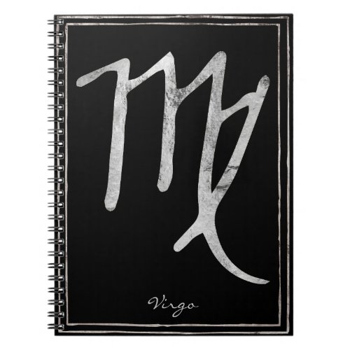 Virgo hammered silver stylized astrology symbol notebook