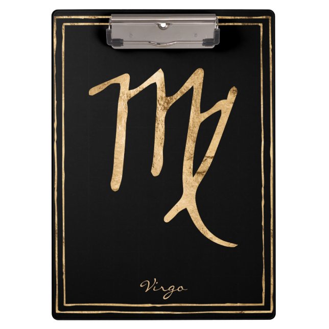 Virgo hammered stylized gold astrology symbol clipboard (Front)