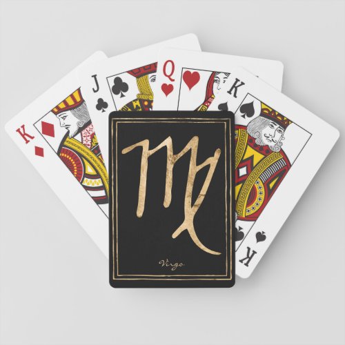 Virgo hammered stylized gold astrology symbol  playing cards