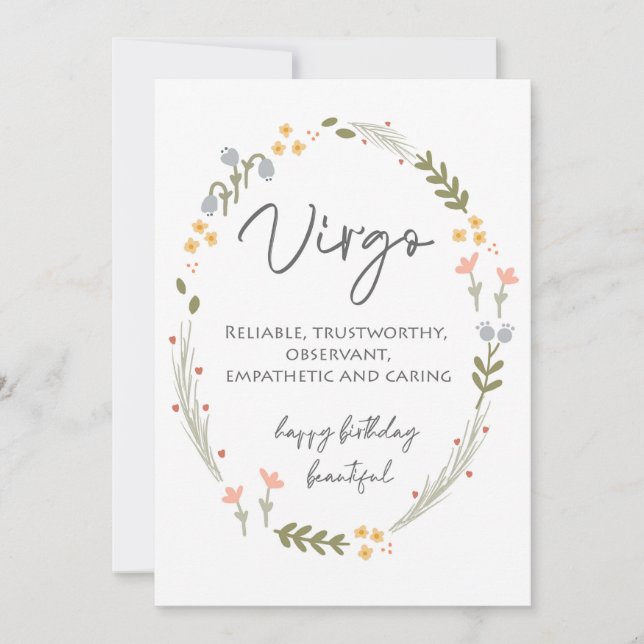 Virgo Happy Birthday Card Heartfelt Virgo Gift (Front)