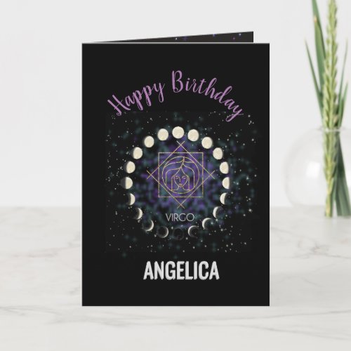 Virgo Happy Birthday Gold Sign  Constellation Card