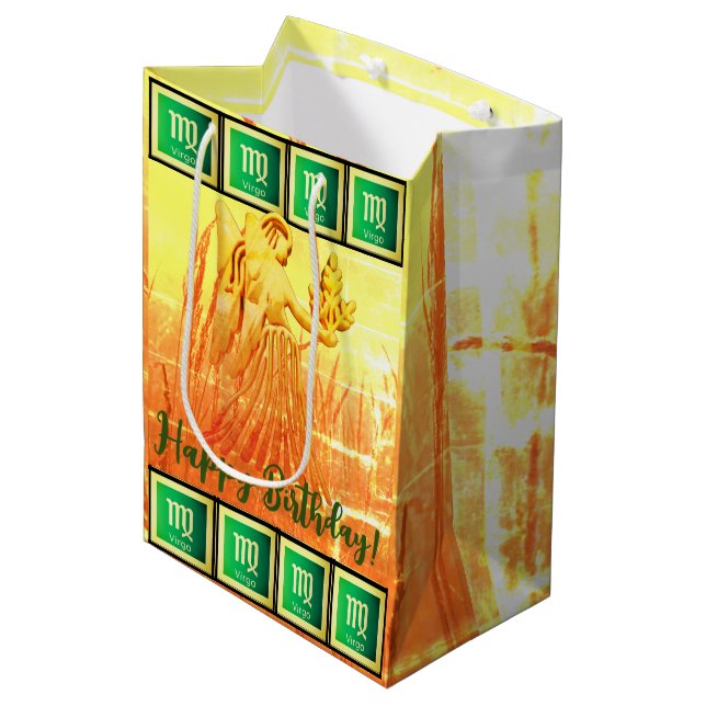 Virgo - Happy Birthday Medium Gift Bag (Front Angled)