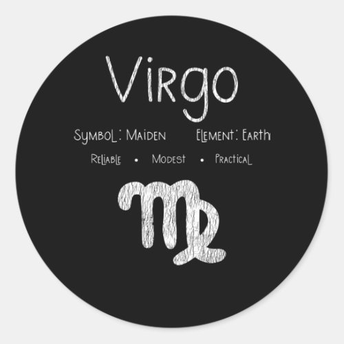 Virgo Horoscope Astrology Star Sign Birthday Gift Classic Round Sticker