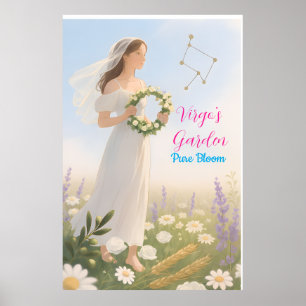 Virgo Horoscope Inspired Floral Zodiac Design Poster