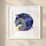 Virgo Lady Sign of the Zodiac Custom Birth Date<br><div class="desc">Personalized Virgo zodiac birth date real foil wall art print. Beautiful personalized astrology theme print featuring a deep navy and purple night sky with our hand-drawn zodiac Virgo, constellation and stars in real gold foil. Makes a great personalized birthday gift for the astrology lover. Design by Moodthology Papery. *Please note:...</div>