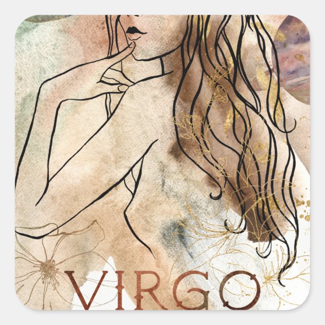 Virgo Maiden Earth sign astrological symbol gold Square Sticker (Front)