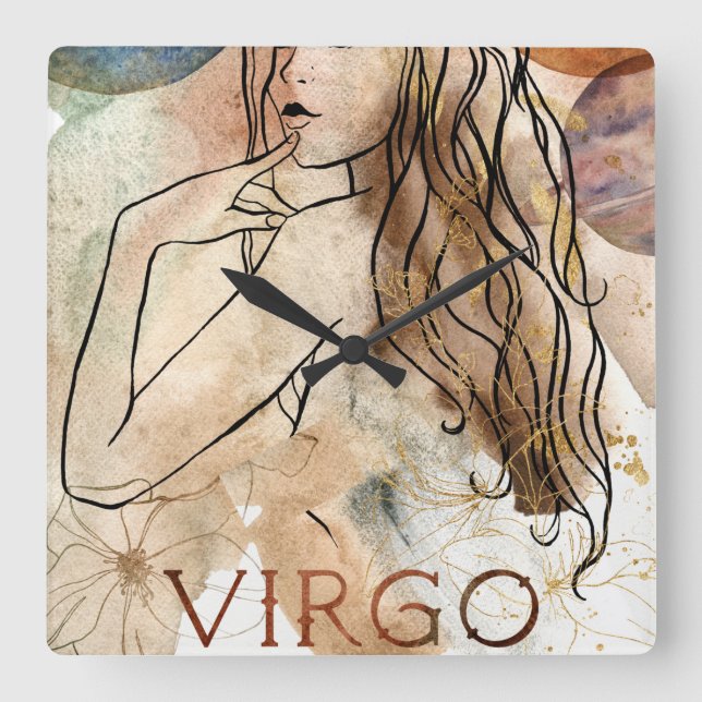 Virgo Maiden Earth sign astrological symbol gold  Square Wall Clock (Front)