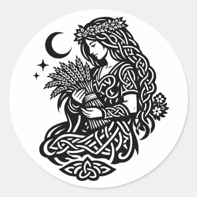 Virgo Maiden Sigil — Earthbound Zodiac Inkwork Classic Round Sticker (Front)