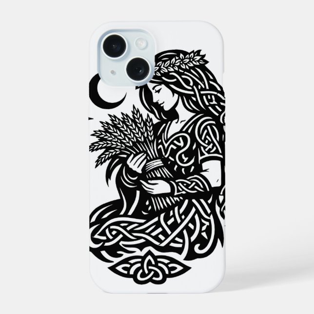 Virgo Maiden Sigil — Earthbound Zodiac Inkwork iPhone 15 Case (Back)