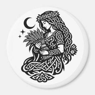 Virgo Maiden Sigil — Earthbound Zodiac Inkwork Magnet
