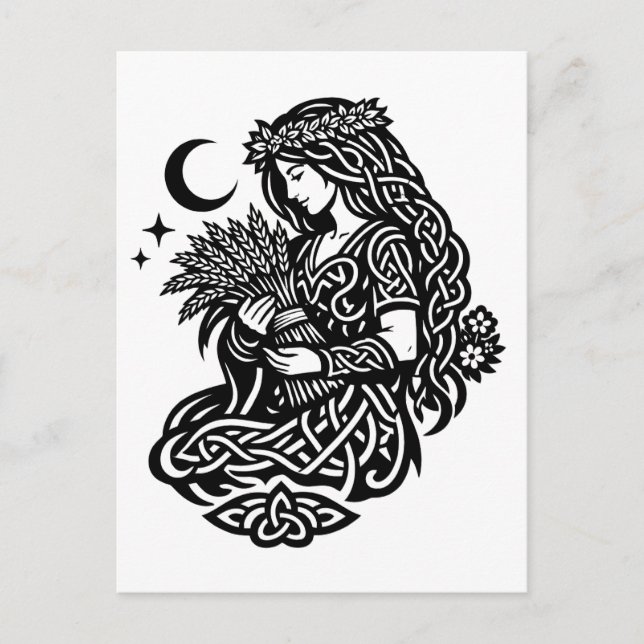 Virgo Maiden Sigil — Earthbound Zodiac Inkwork Postcard (Front)