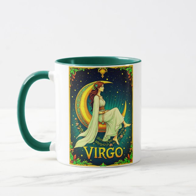 Virgo Maiden Sitting on Crescent Moon Mug (Left)