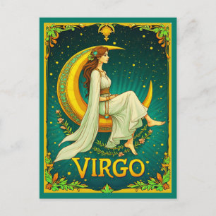 Virgo Maiden Sitting on Crescent Moon Postcard